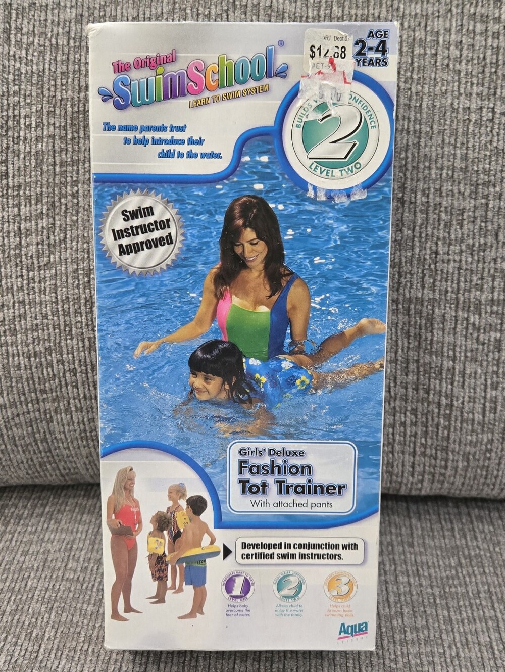 Aqua Leisure SwimSchool Deluxe Tot Trainer Blue W/Flowers Swim Floatie 2-4 Years